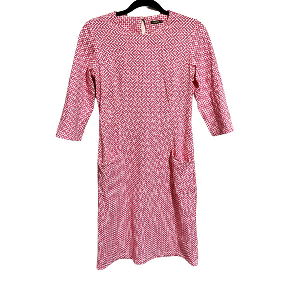 J. McLaughlin Pink & White Sheath Dress Fitted Career Dressy pink pattern - Picture 1 of 13